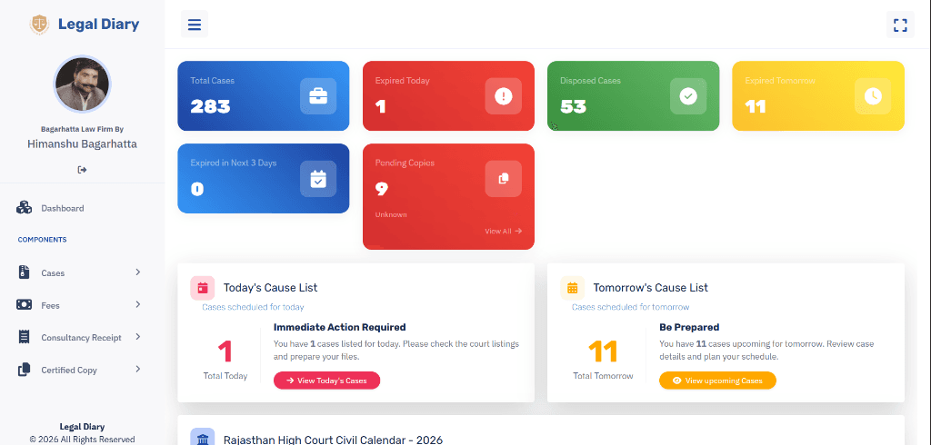 Legal Diary - Advanced Case Management System by Metatech India